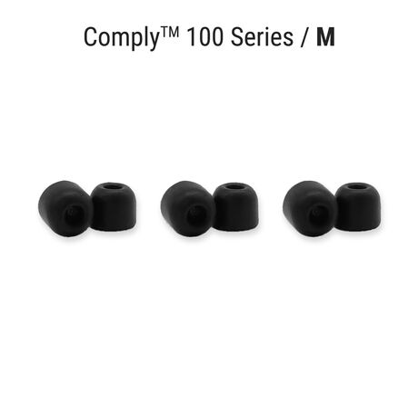 Size M Comply 100 Series Black Foam Sleeves (Ear Tips) for Sound Isolating Earphones | Shure